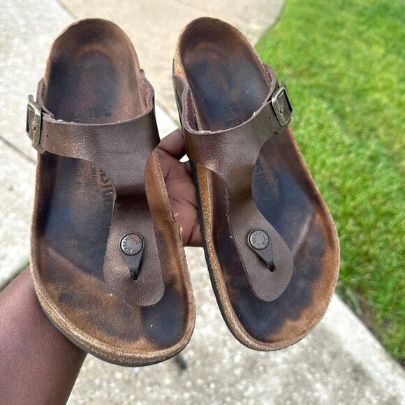 Birkenstock Gizeh Leather Thong Sandals Size 39 US M6 L8‎ Brown - Picture 14 of 14